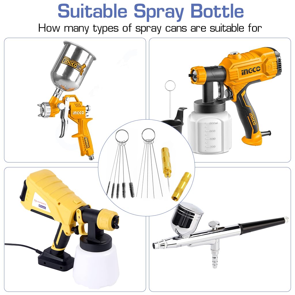 HASTHIP® Airbrush Cleaning Brushes Set - 5 Micro Brushes, Precision Cleaning Pins & Metal Needles - Stainless Steel Tool Kit for Nozzle, Spray Gun Maintenance & Clog Removal - Durable & Versatile