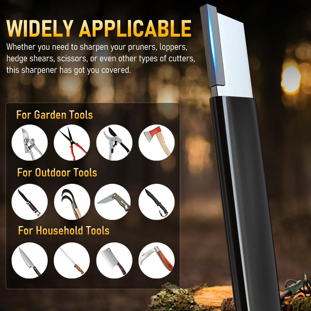 HASTHIP® Garden Tool Sharpener,Pocket Carbide Shear & Scissor Sharpener,Portable Knife & Pruner for Gardening Camping Outdoor Use