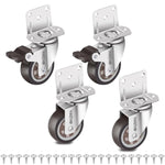 HASTHIP L Shaped Caster Wheels for Furniture with 360 Degree Swivel Plate and TPE Rubber Set of 4 1 inch Load 200 lbs