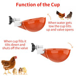 HASTHIP Chicken Drinking Cup for Barrel Feeders with Auto Refill Mechanism Set of 5 | Plastic Poultry Waterer