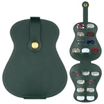 HASTHIP Guitar Pick Holder Case for 18 Picks featuring Bi Fold Design with Snap Closure and Green PU