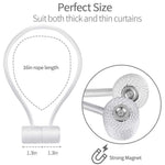 HASTHIP Curtain Tiebacks for Drapes with Strong Magnetic Hold 48cm Rope | Silvery Decorative Holdbacks