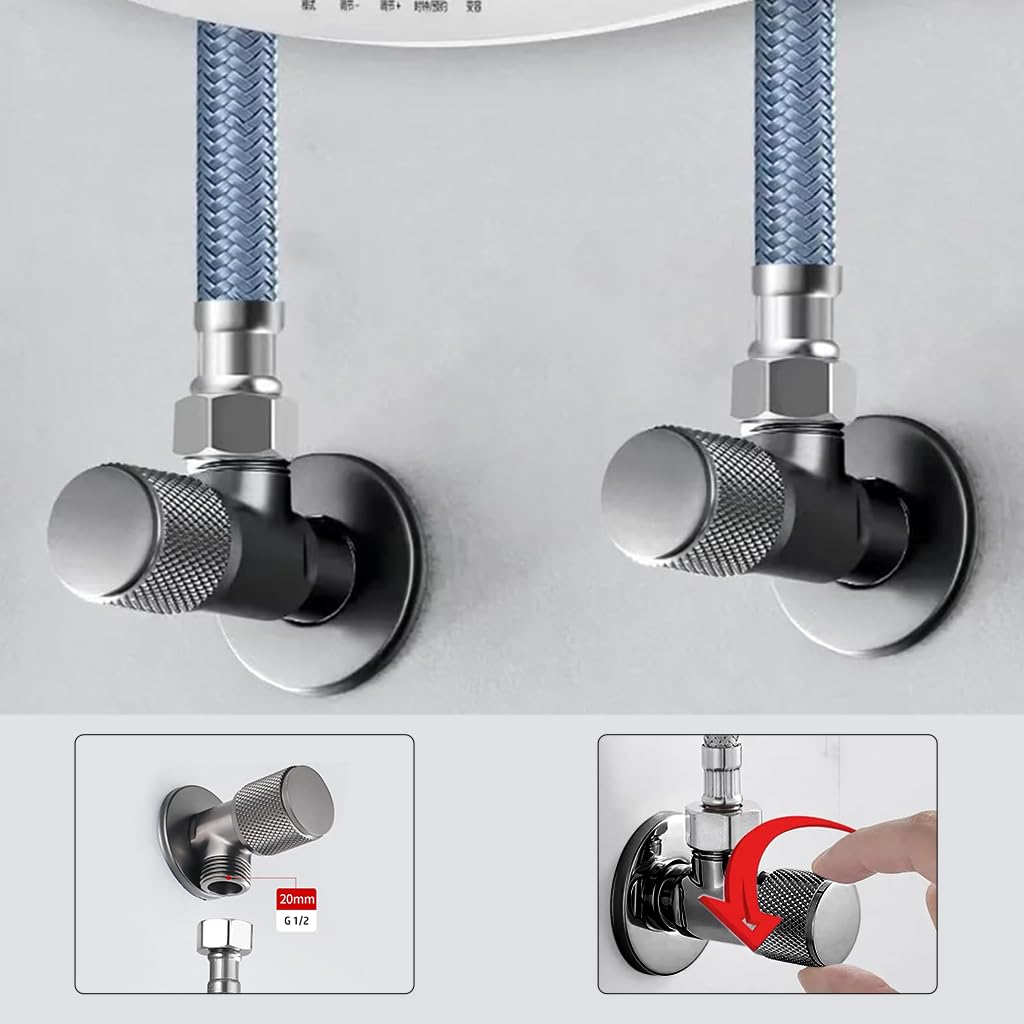 HASTHIP Angle Valve 1/2 Inch for Bathroom and Kitchen Water Supply with Self-Sealing Glue | Brass Leak-Proof Construction