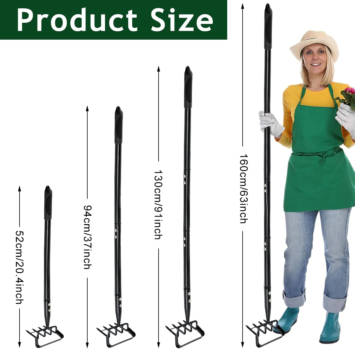 HASTHIP® Gardening Manual Weeder Tool Gardem Hoe 1.6m Assembly Long Handle Weeder 4-Claw Weeder Hand Tool, Manual Weed Puller Stainless Steel Manual Weed Puller Weeder Hand Tool for Lawn, Gardening