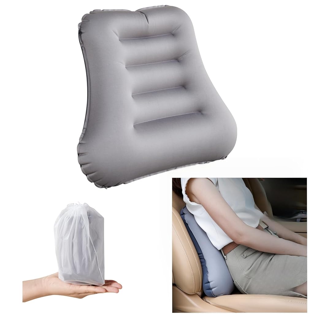 HASTHIP® Neck Pillow for Travelling - Lumbar Support Pillow for Office Chair and Travel Seat, Back Support Pillow for Car, Computer and Airplane, Grey