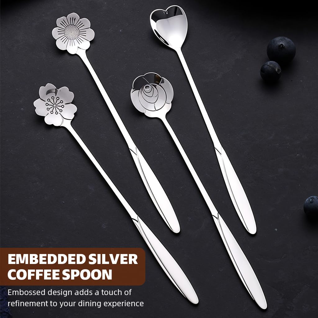 HASTHIP Coffee Spoon Set for Kitchen and Desserts featuring 8pcs 18cm Silver Stainless Steel Design