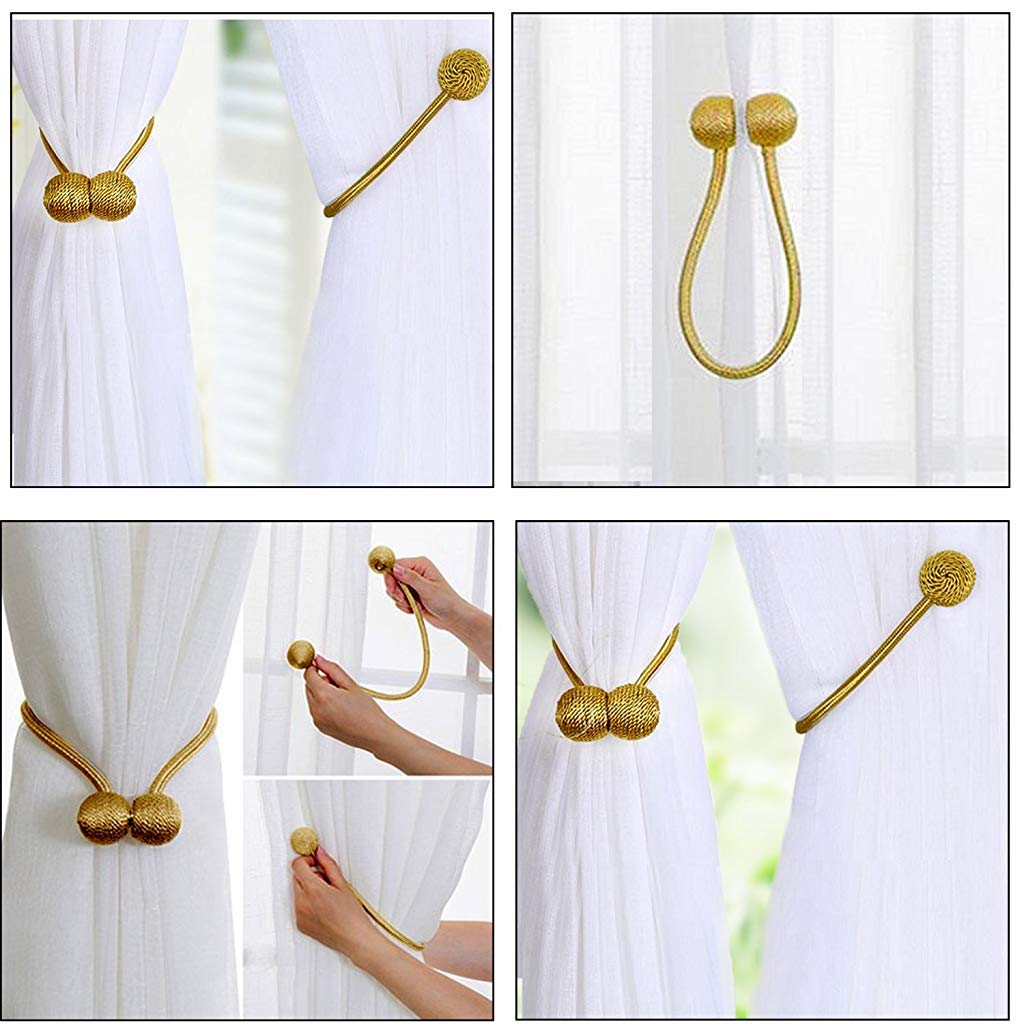 Polyester Solid Curtain Tiebacks, Medium, Gold, Pack of 1