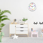 HASTHIP Silent Kids Wall Clock for Teaching Time with Non Ticking Mechanism 8 inch | Colorful Roman Numerals Décor
