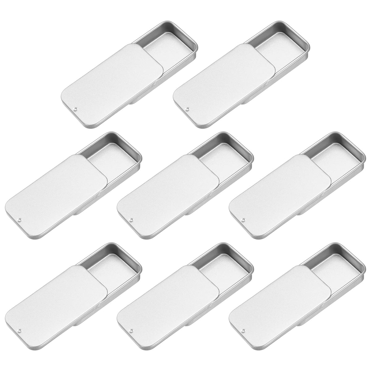 HASTHIP Stainless Steel Sliding Lid Case for Small Item Storage 8Pcs 60x33x11mm | Pocket Travel Organizer