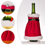 HASTHIP Wine Bottle Christmas Decorations for Festive Dining Table with 2 Dress Covers | Reusable Holiday Home Decor