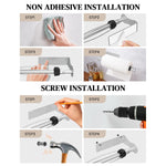 HASTHIP Paper Roll Holder for Kitchen and Bathroom with 11.8 in Bar featuring Self Adhesive Stainless Steel Design | Horizontal or Vertical Mount