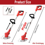 HASTHIP Garden Electric Weed Eater 24V Cordless Trimmer with Retractable Rod | 3 PCS Blades and Safety Guard