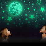 HASTHIP 3D Luminous Wall Stickers for Kids Room with 30cm Moon and 435pcs Stars | Waterproof PVC Night Glow Decoration