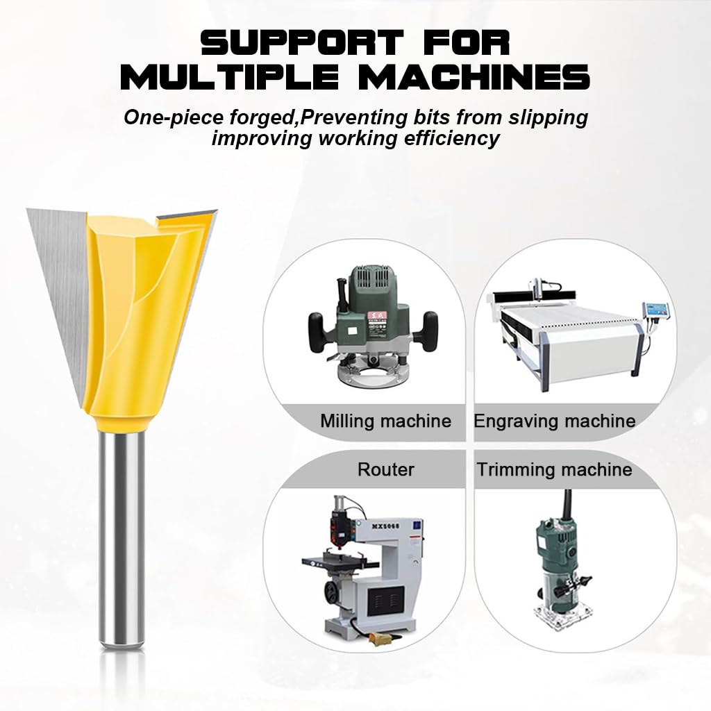 HASTHIP® Router Bit Set with 1/4'' Shank, 5 Sizes Groove Milling Cutters, Tungsten Steel Router Bits Set, Cutting Dia in 1/4" 3/8" 1/2" 5/8" 3/4", Woodworking Milling Cutter Tools for Woodworking