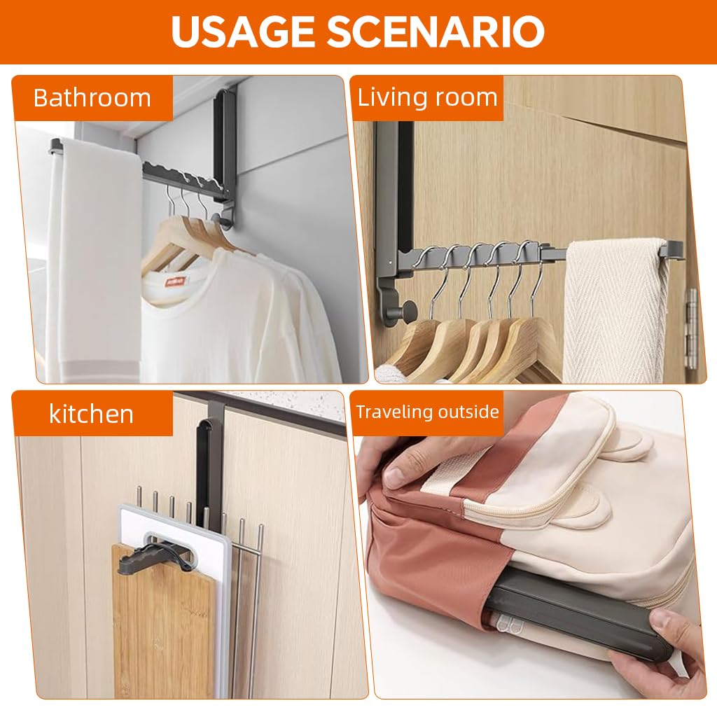 HASTHIP Folding Wall Hanging Bar for Clothes and Towels featuring Dual Install Design | Aluminum Alloy Space Saver