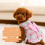 ZIBUYU® Florals Pattern Dog & Cat Dress Female with Lovely Bow - Cute Pet Apparel, Cat Dress & Dog Clothes for Medium Dogs, Birthday Pet Dress (Size L: Bust 45cm, Length 35cm)