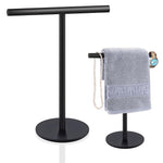 HASTHIP Towel Rack for Countertop featuring T Bar with Stable Base 11.8 in Black Stainless Steel | Modern Bathroom Storage for Face Towels and Paper Rolls