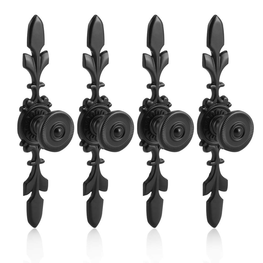 Pack of 4 Vintage Style Pull Handle Door Knob Back Plate, Door Knob with Screw for Home, Furniture, Drawer, Cabinet, Dresser, Closet