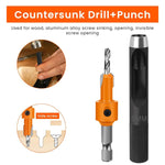 HASTHIP® 11Pcs Woodworking Countersink Drill Bit Set, 5 Size Carbon Steel Bits