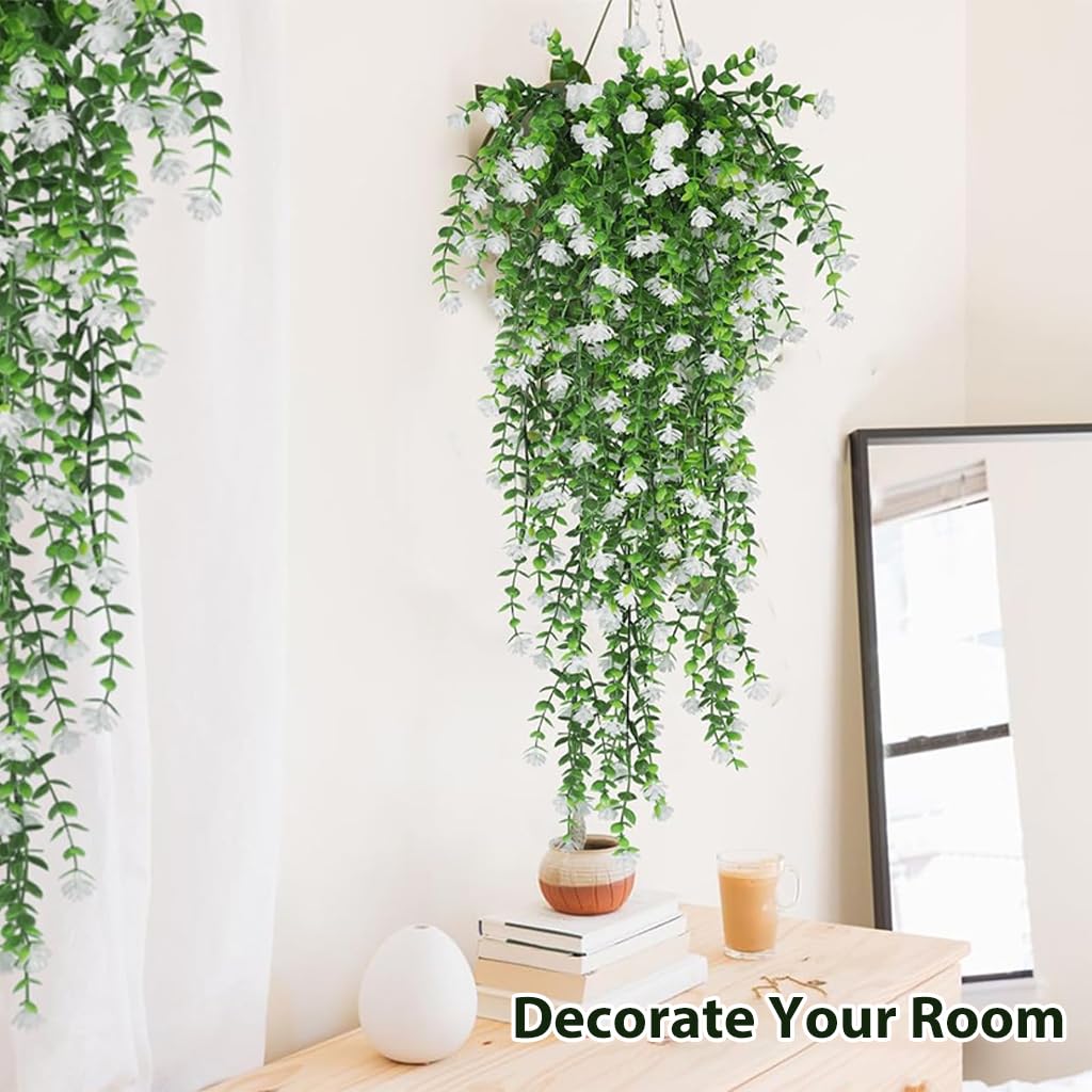 HASTHIP Artificial Hanging Plants for Home Decor featuring UV Resistant Eucalyptus Vines 30.7 in | Easy Care Greenery