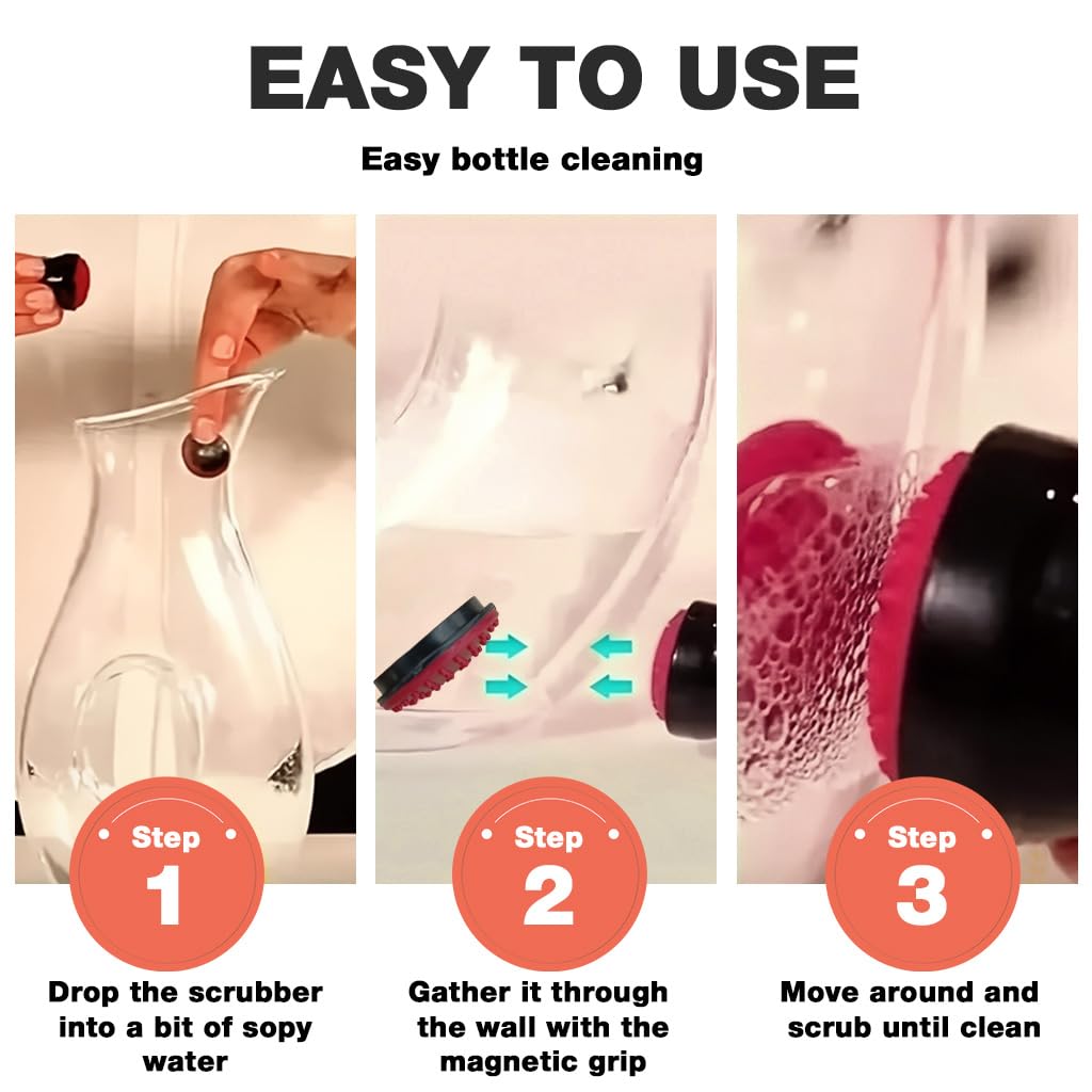 HASTHIP Silicone Bottle Cleaning Brush for Wine Decanters and Vases | Black Interior Wall Cleaner