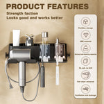 HASTHIP Hair Dryer Holder for Bathroom with 4 in 1 Storage and Self Adhesive Mount | ABS Wall Organizer