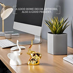 HASTHIP Ceramic Elephant Desk Decor for Home with Dual Color Design 5x5x8.8 cm | Symbolic Gift Set