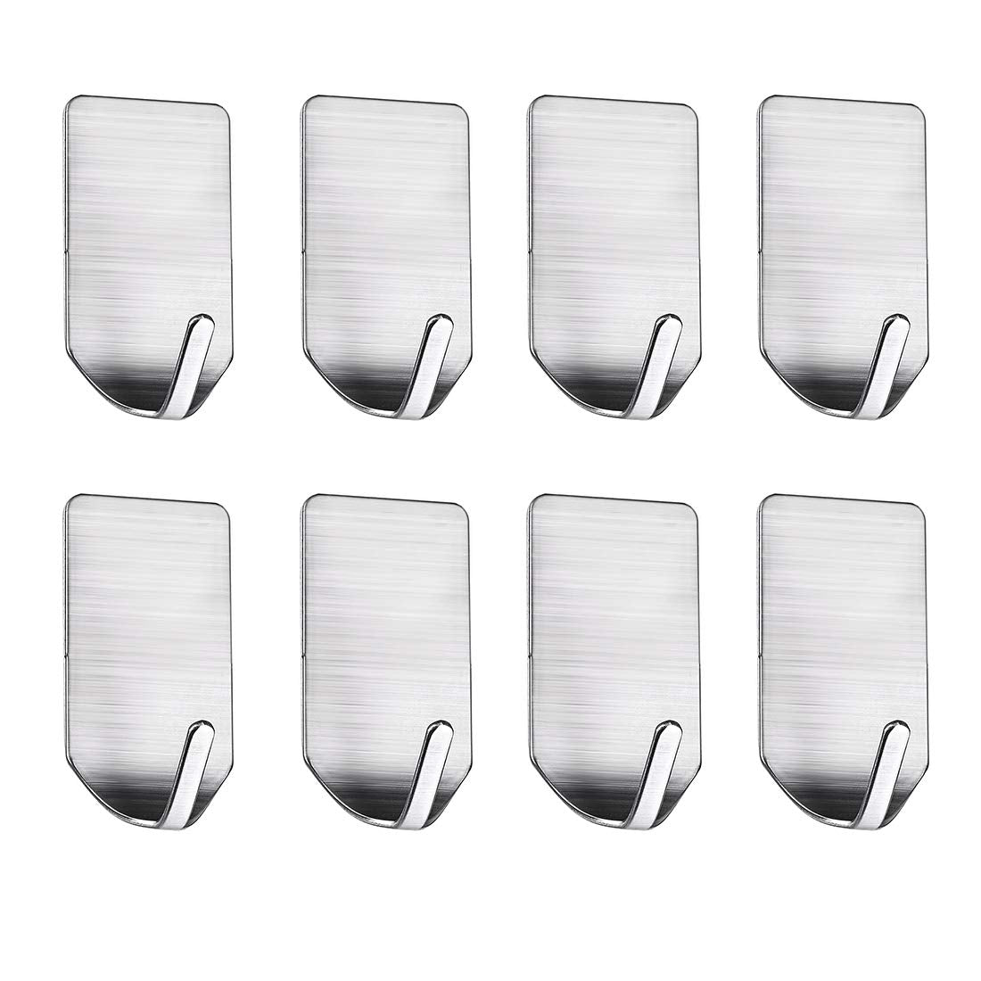 Hooks for Wall Without Drilling, Stainless Steel Adhesive Wall Hanger Self Adhesive Waterproof Heavy Duty Sticky Narrow Wall Hooks (Pack 8).