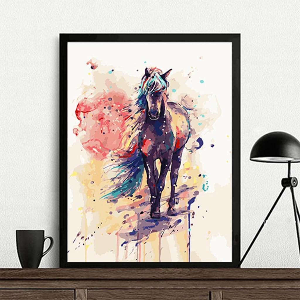 HASTHIP® Paint By Numbers For Adults, Diy Aesthetic Horse Canvas Painting With Brushes Pigments, Art Craft Set For Home Decor, Gift For Teens Adults (16X20Inch, Horse), Multicolor