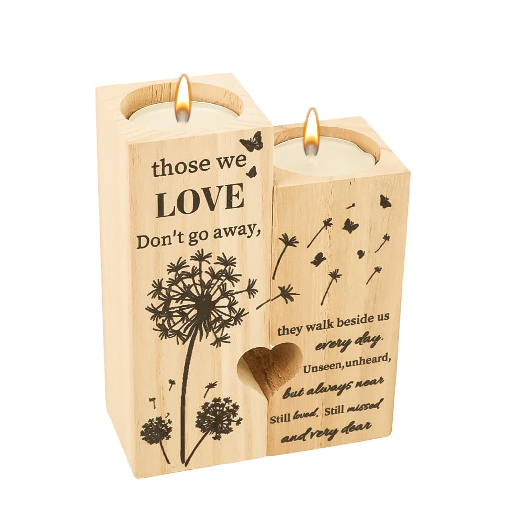 HASTHIP Candle Holder Stand for Home Decor with Dual Tea Light Design | Natural Wood Memorial Gift