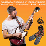 HASTHIP Guitar Strap featuring Double-Sided Embroidery Adjustable 34–41 in for Acoustic Electric Bass | 3PCS Gift for Players