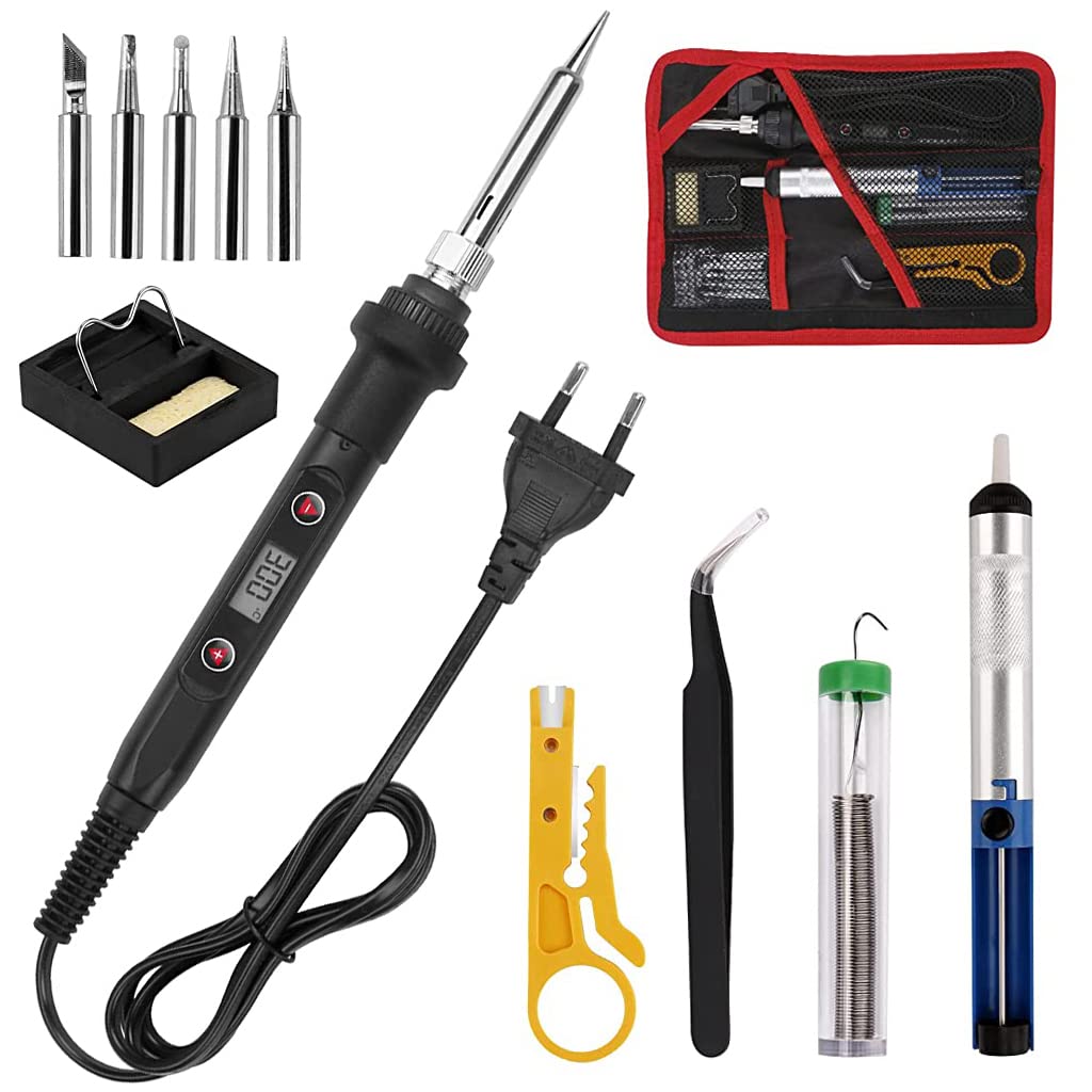 HASTHIP Electric Soldering Iron Kit for Electronics with LCD Display and 200–450°C Adjustable Temperature | 12 Pcs Welding Tools