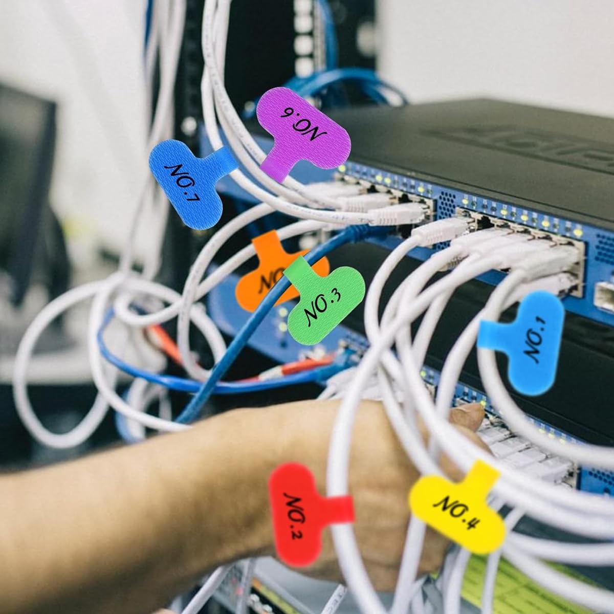 HASTHIP Cable Labels for Easy Wire Organization with Reusable Hook & Loop Design | 30 Pcs in 8 Colors