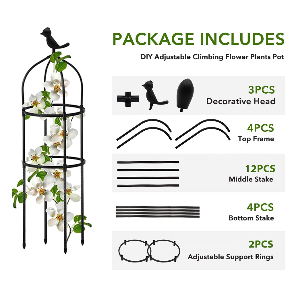 HASTHIP Climbing Trellis for Garden and Patio featuring 100cm Obelisk Structure | Decorative Metal Support for Roses and Ivy