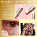 HASTHIP 2 in 1 Needle Threader for Hand Sewing and Embroidery featuring Dual Head Design | Retractable ABS Tool in Beige