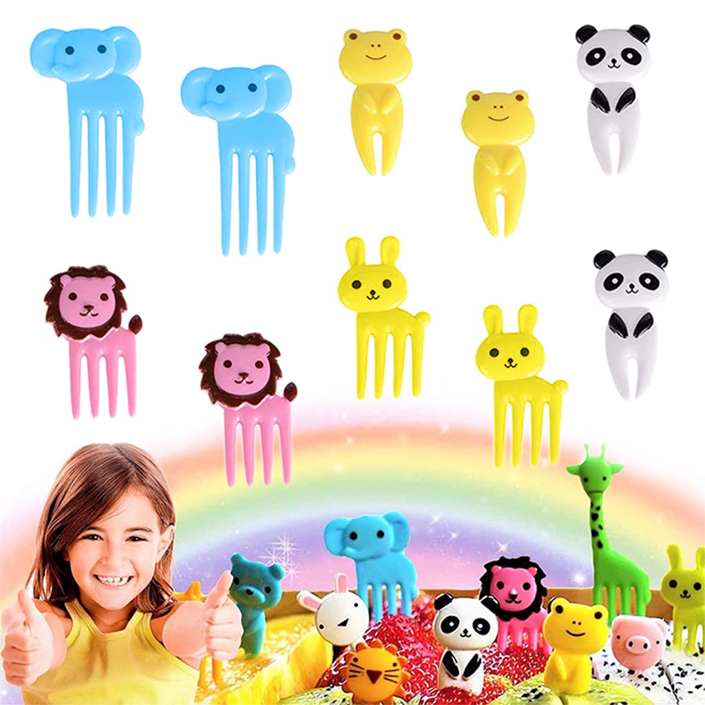HASTHIP Food Fruit Forks 30 pcs for Kids with Safe Rounded Tips | Reusable Plastic Cartoon Picks
