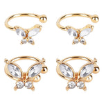 HASTHIP® Ear Cuffs Mujer - Aretes de Acero Inoxidable con Mariposa de Zircón, Sin Perforación, Ear Clasps Elegantes para Bodas, Fiestas y Uso Diario