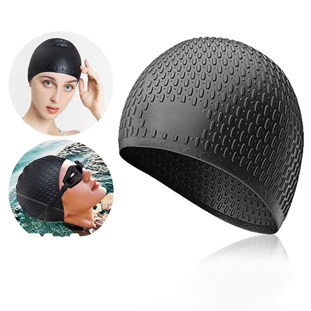 Proberos® Silicone Swim Cap, Bubble Dotted Waterproof Silicone Swimming Cap for Adult Woman and Men, Comfortable Swimming Cap Ideal for All Head Shape, Professional Swimming Gear for Adults