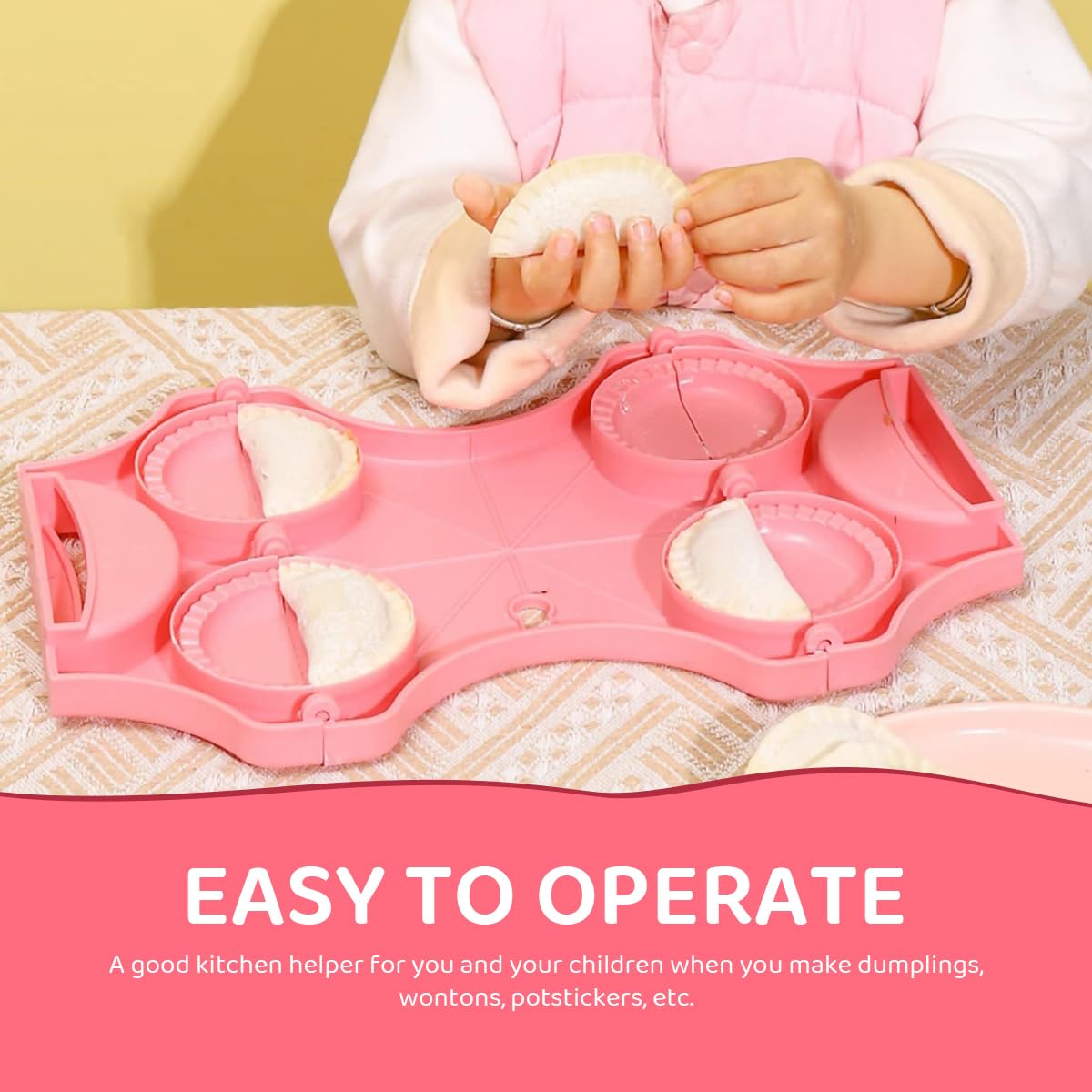 HASTHIP® Dumpling Maker 4 in 1, Dumpling Press, Dumpling Maker Machine, Food-Grade PP Material, Easy to Use Momo Maker Mould for Gujiya Ghughra