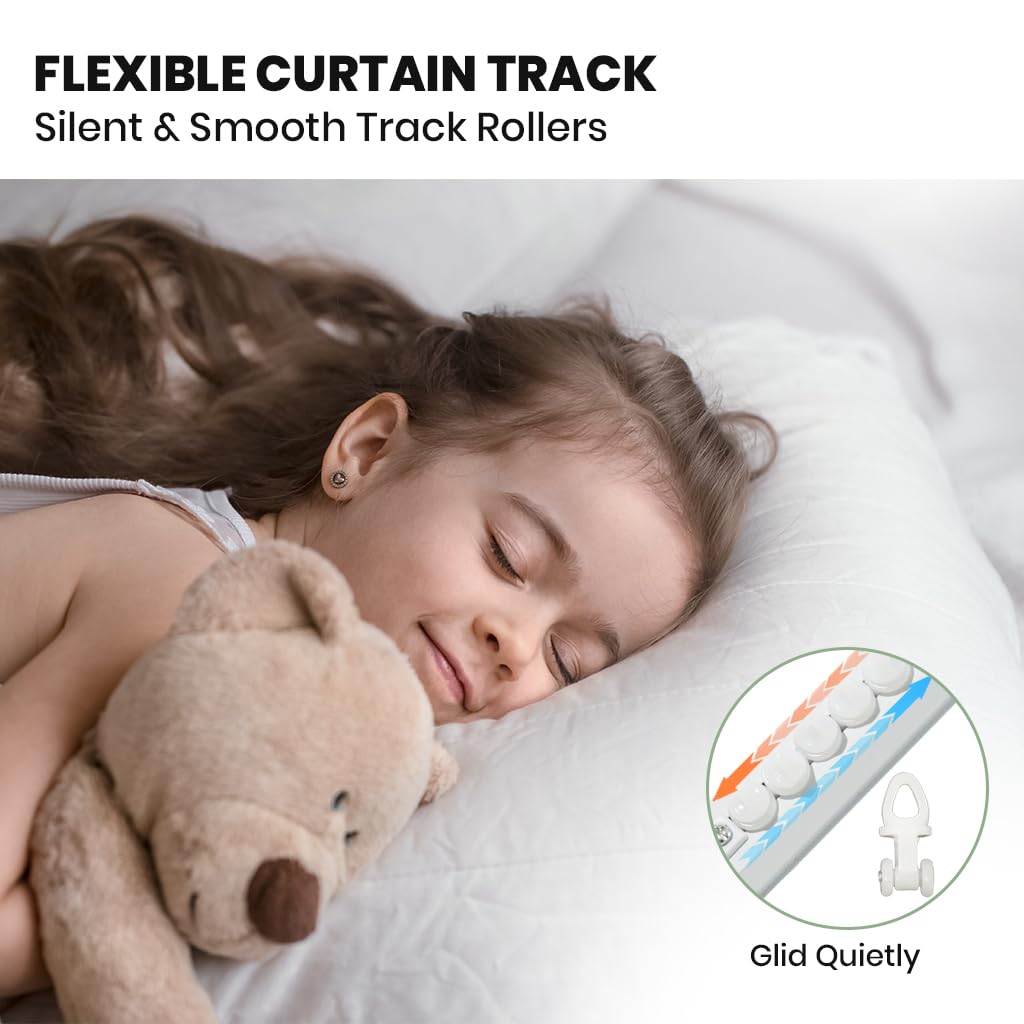 HASTHIP Curtain Rods for Ceiling Curtains featuring Silent Track System and 33–59 in Adjustable Aluminum Rail