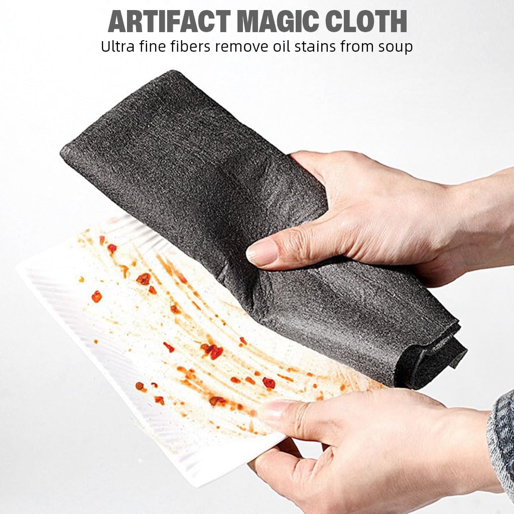 HASTHIP Magic Cleaning Cloth for Windows and Glass 5Pcs 30x30cm | Thickened Microfiber Grey