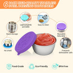 HASTHIP® 6 Pack Small Condiment Containers with Lids, 40ml Leakproof Salad Dressing Container To Go, Stainless Steel Sauce Container with Silicone Lids, Reusable Small Dipping Sauce Cups