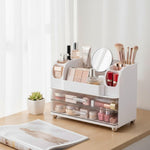 HASTHIP Makeup Organizer for Desk and Vanity with Dual Drawers and 35x21x26 cm ABS Design