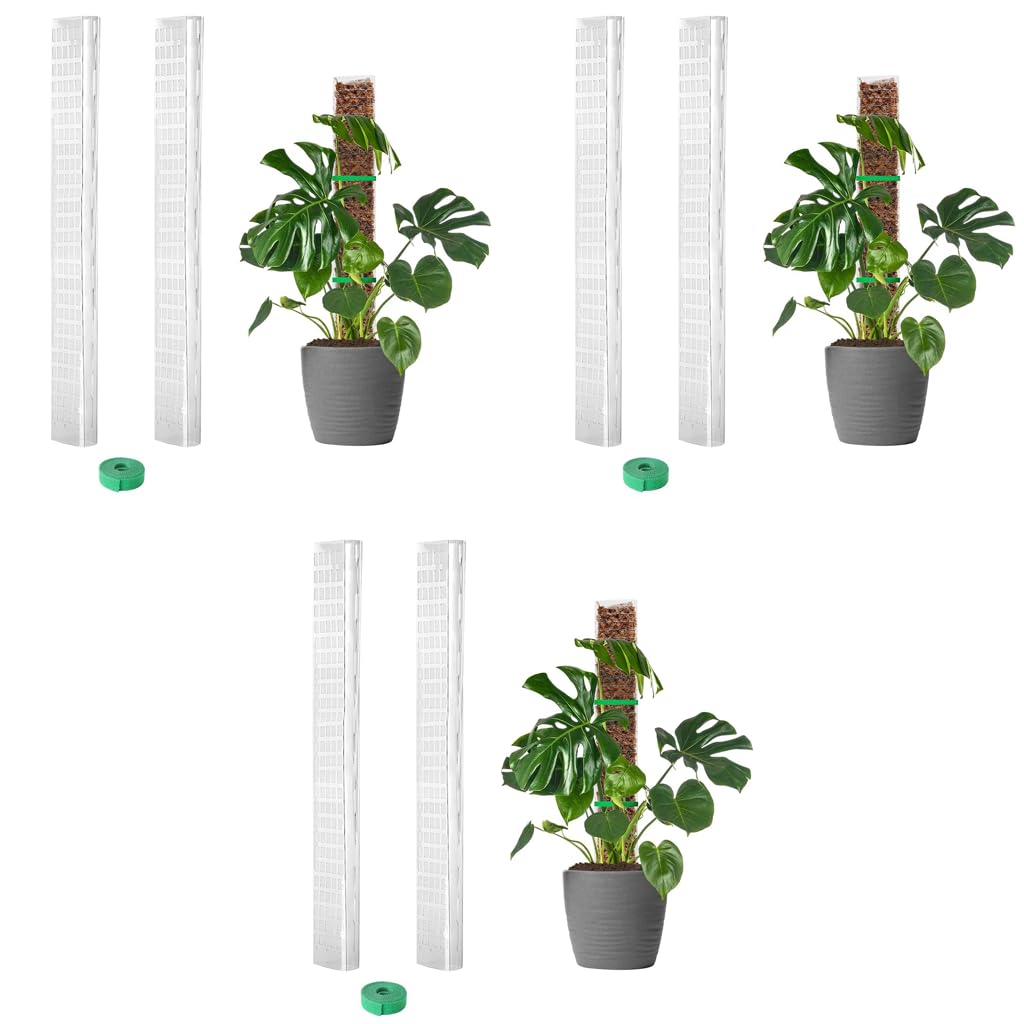 HASTHIP Plastic Moss Pole for Monstera and Pothos 6pcs 23.62in | Hollow Out Upright Growing Support