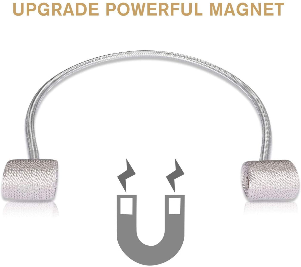 HASTHIP Curtain Tiebacks for Drapes with Strong Magnetic Hold 48cm Rope | Silvery Decorative Holdbacks