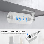 HASTHIP Paper Roll Holder for Kitchen and Bathroom with 11.8 in Bar featuring Self Adhesive Stainless Steel Design | Horizontal or Vertical Mount