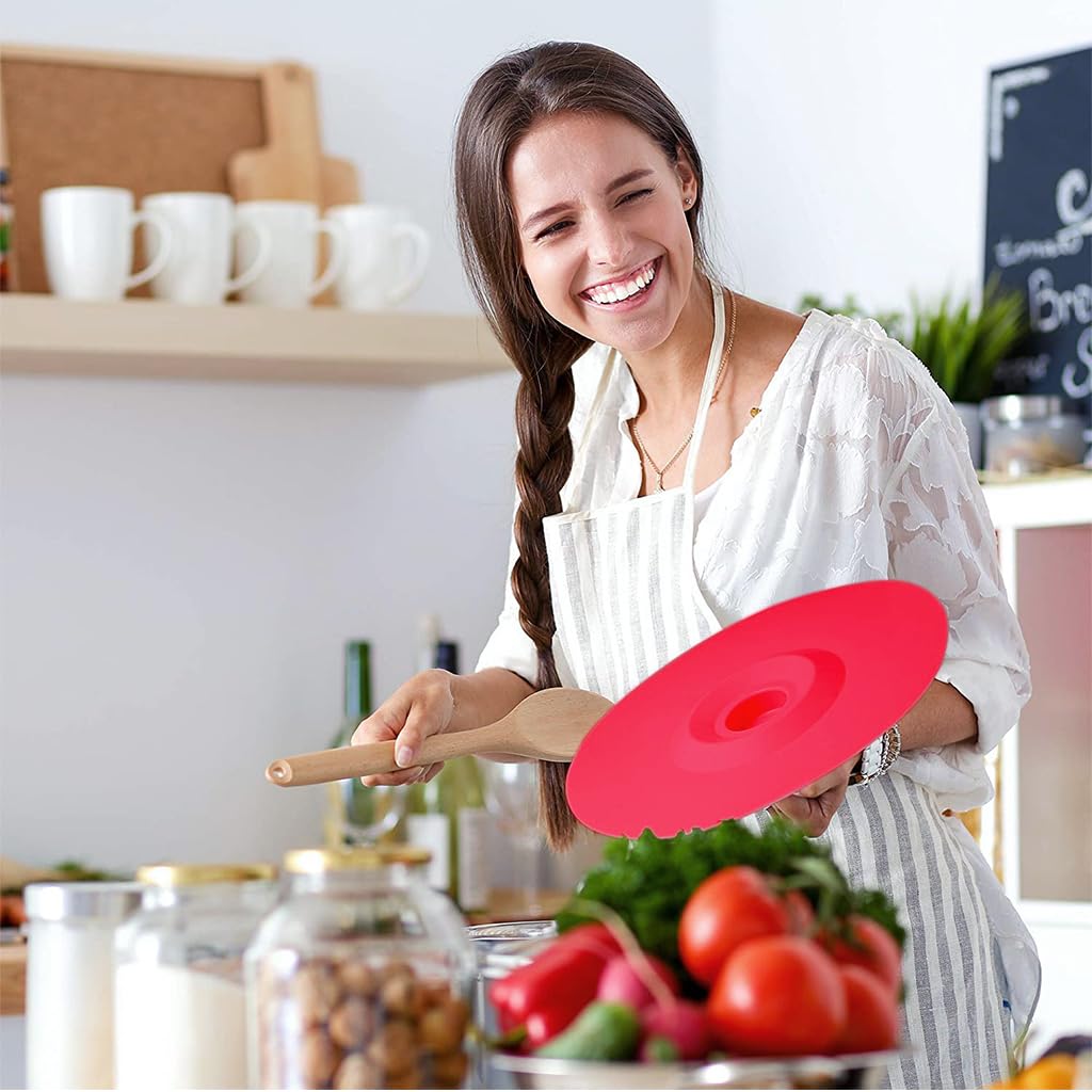HASTHIP Silicone Bowl Covers for Pots and Containers featuring Suction Seal Lids 5 Sizes Red