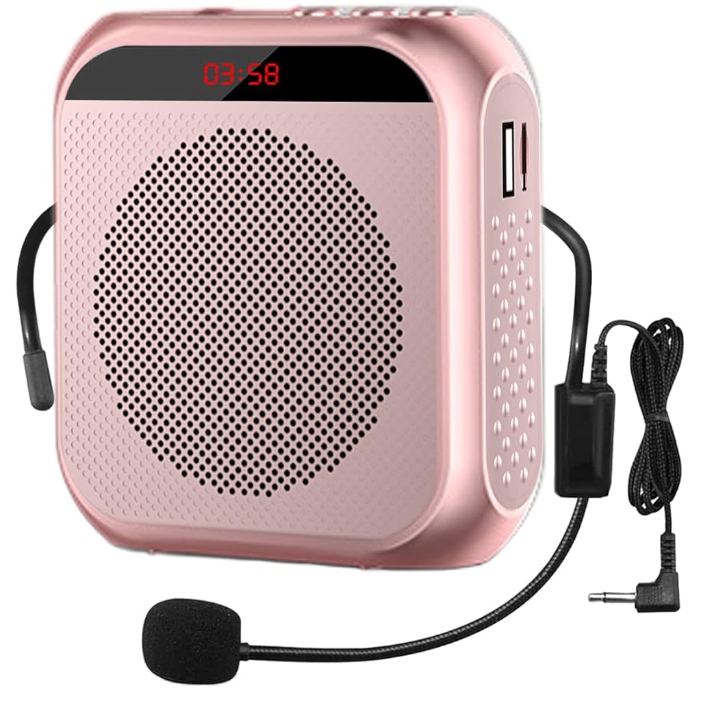 HASTHIP® YourBrand Voice Amplifier, Portable Microphone Headset Speaker System for Teachers, 2200mAh Rechargeable Battery, Bluetooth, TF Card/USB Playback, 3.5mm Aux, Lightweight, Clear Sound, for