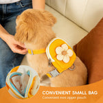 HASTHIP®Dog Cat Harness and Leash Set, Fabric Webbing Puppy Harness with Matching Leash, Mini Zipper Pouch & Cute Yellow Flower Accent, for 2-5kg Small Dogs Cats, L & M (Yellow, M)