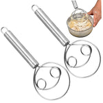 HASTHIP® 2PCS Dough Whisk Set, 8.9 Inch Stainless Steel Danish Bread Whisk, Double Eye Hand Mixer for Baking, Mixing Dough, Pizza, Cake, Cookies, Easy to Clean, Silver